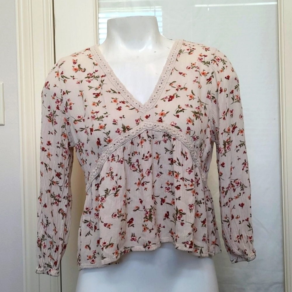 Hippie Rose Crinkle Boho Floral Top